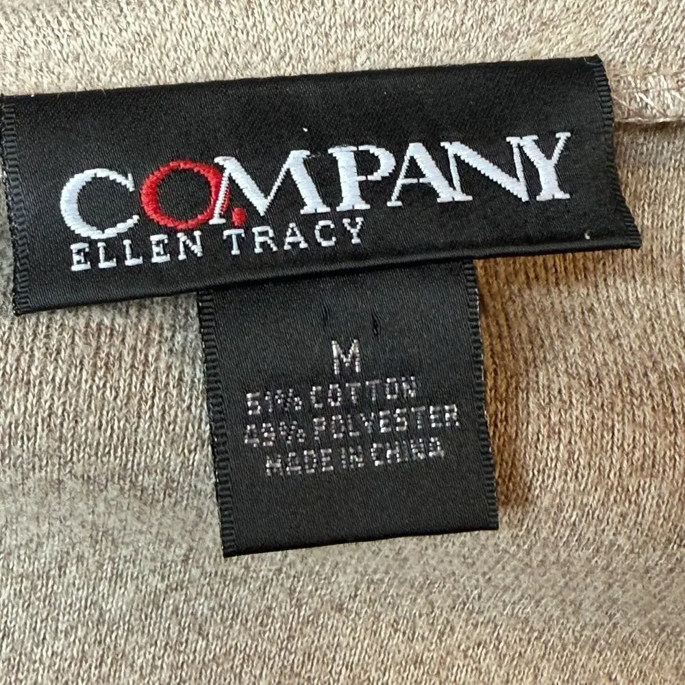 Company Ellen Tracy Zip Front Cardigan Sweater Women’s M Beige Soft Knit